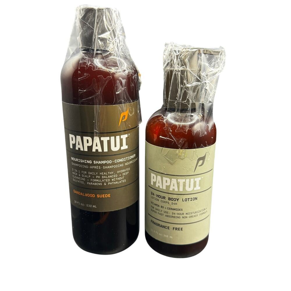 NWT Papatui Shampoo+Conditioner 18oz Bottle & 24 Hour Body Lotion 11.5oz